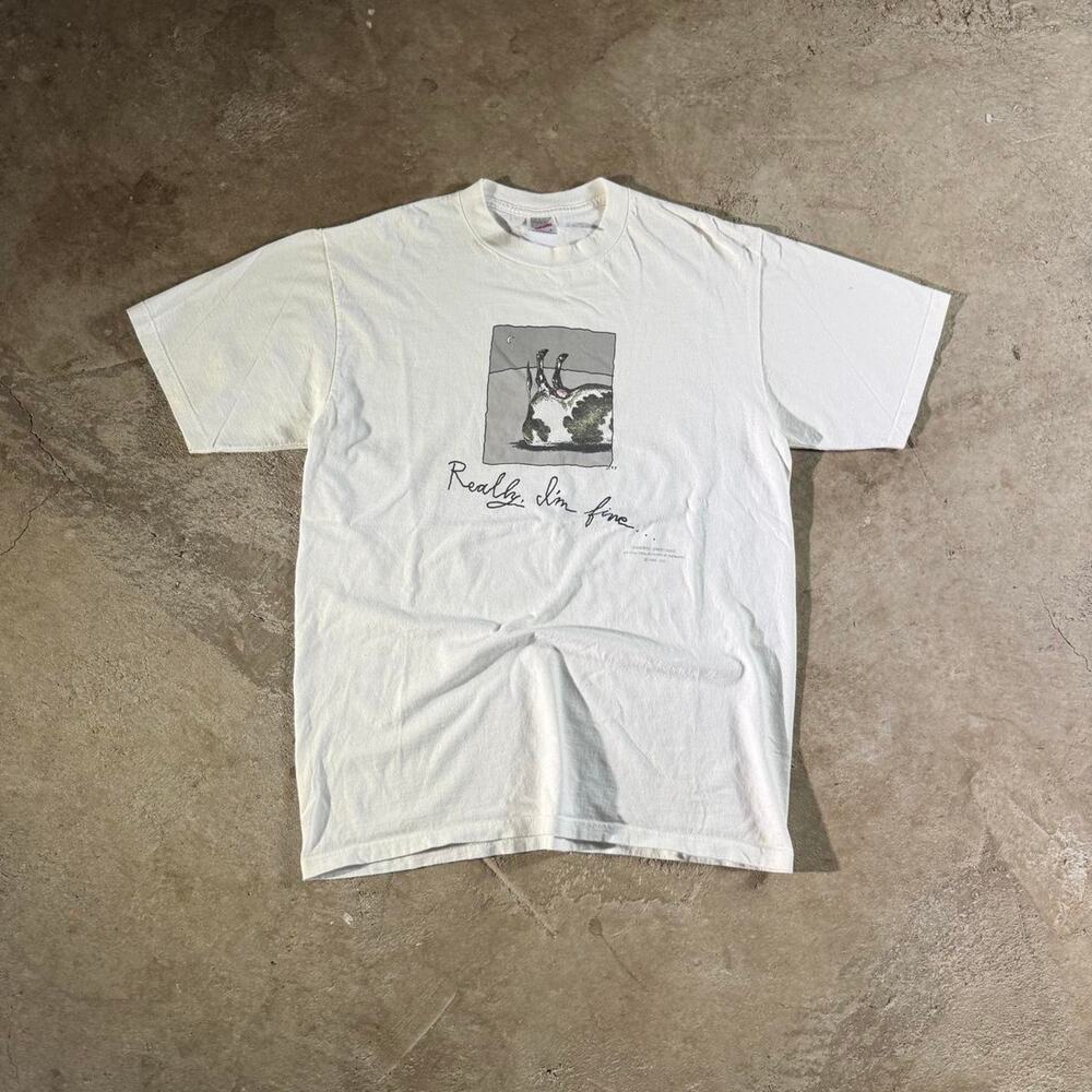 Vintage 90s Really I’m Fine Hallmark Greetings Cow Single Stitch Graphic T-Shirt